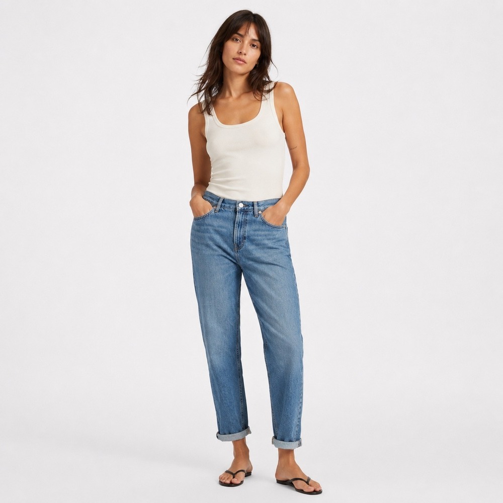 Everlane The Summer Jean Women 27 Light Wash High Rise Straight Leg Denim Cotton
